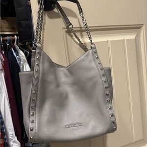 Michael Kors Gray Studded Shoulder Bag